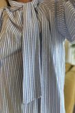 Nantucket Stripe Tie Neck Blouse Light Denim